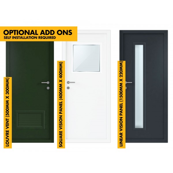 Steel Door + Louvre Air Vent / Glazed Window Vision Panel  - Industrial Grade Exterior Outdoor Security Door for Garage, Warehouse, Shed, Industrial Unit, Lockup, Shed, Shipping Container, Farm Barns
